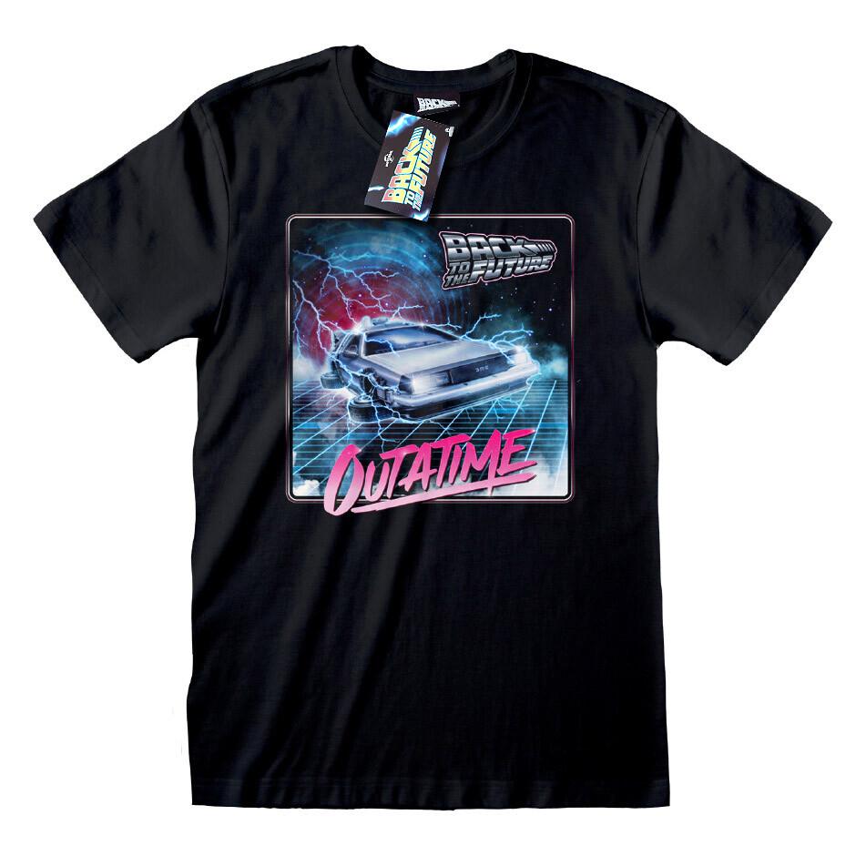 Back To The Future Outa Time Neon T Shirt McFly Doc Movie DeLorean L