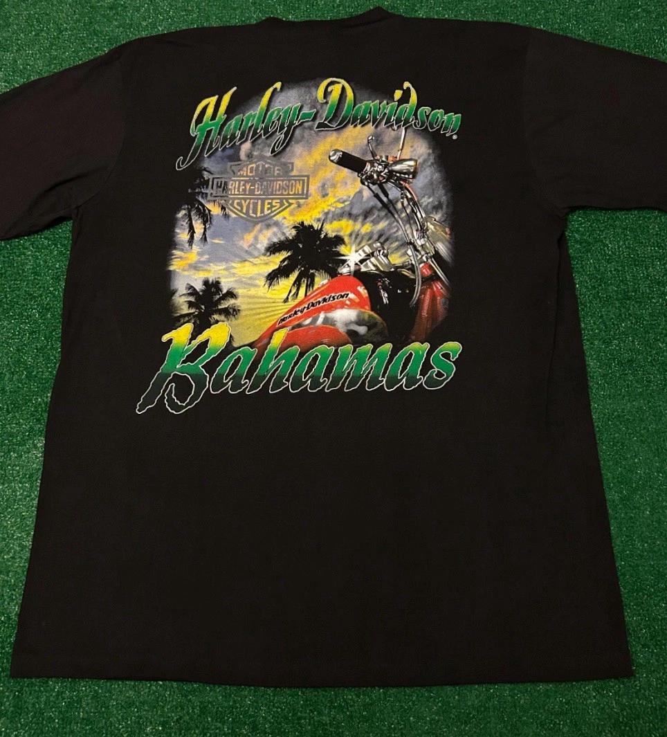 Vintage 90s Y2K Harley Davidson Biker Bahamas Double Sided VTG Shirt Mens XXL 3XL
