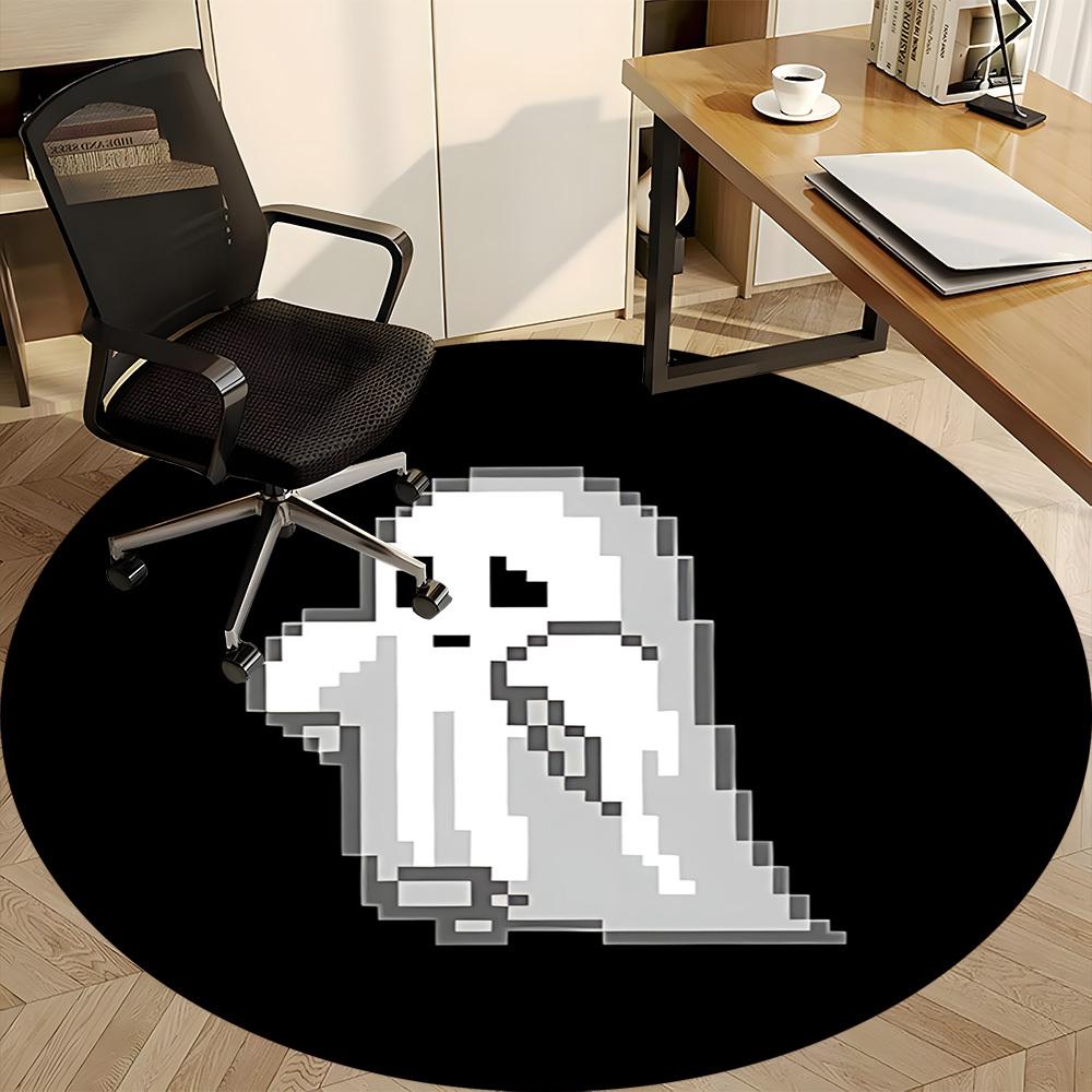 1pc Ghost Spirit Office Round Area Rug, Mat Suitable For Office, Under Office Chairs Bedroom Living Room Home Decor, Room Deco