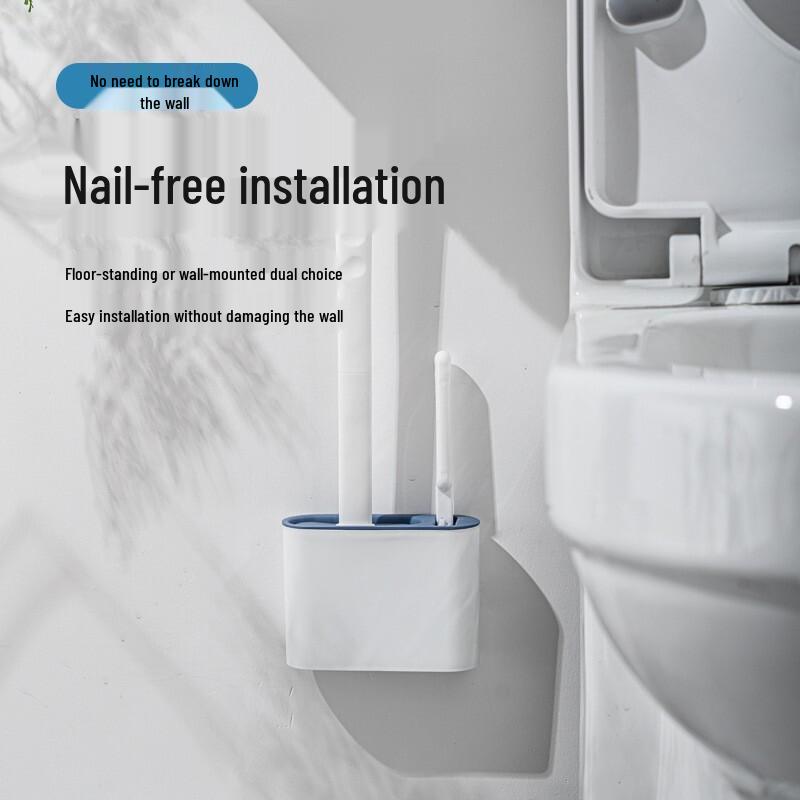 Wall-mounted Silicone Toilet Brush Set