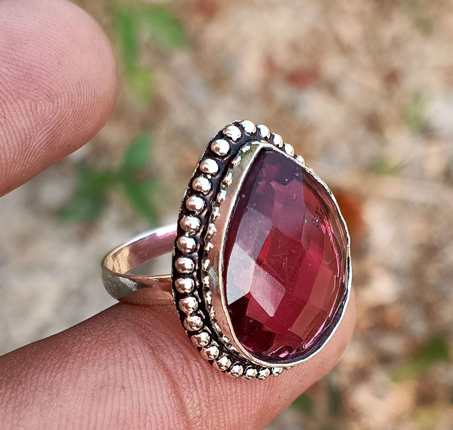 

Гранат Топаз Драгоценный камень Стерлинговое серебро 925 пробы с покрытием Антикварное подарочное кольцо Размер 5Ювелирные изделия HNR-R2-R389