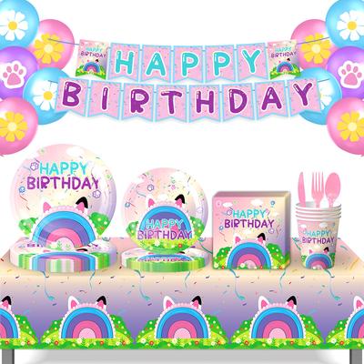 Gaby's Doll House Party Potřeby na narozeninovou oslavu Dekorace Aranžmá Rekvizity Papírové talíře Papírové kelímky Ubrusy Papírové utěrky Bannery