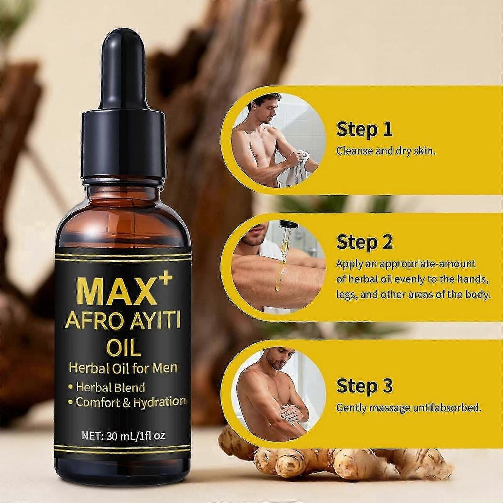 3x Afro Ayiti Oil Natural Herbal Oil For Man Herbal Blend Hydration 30Ml