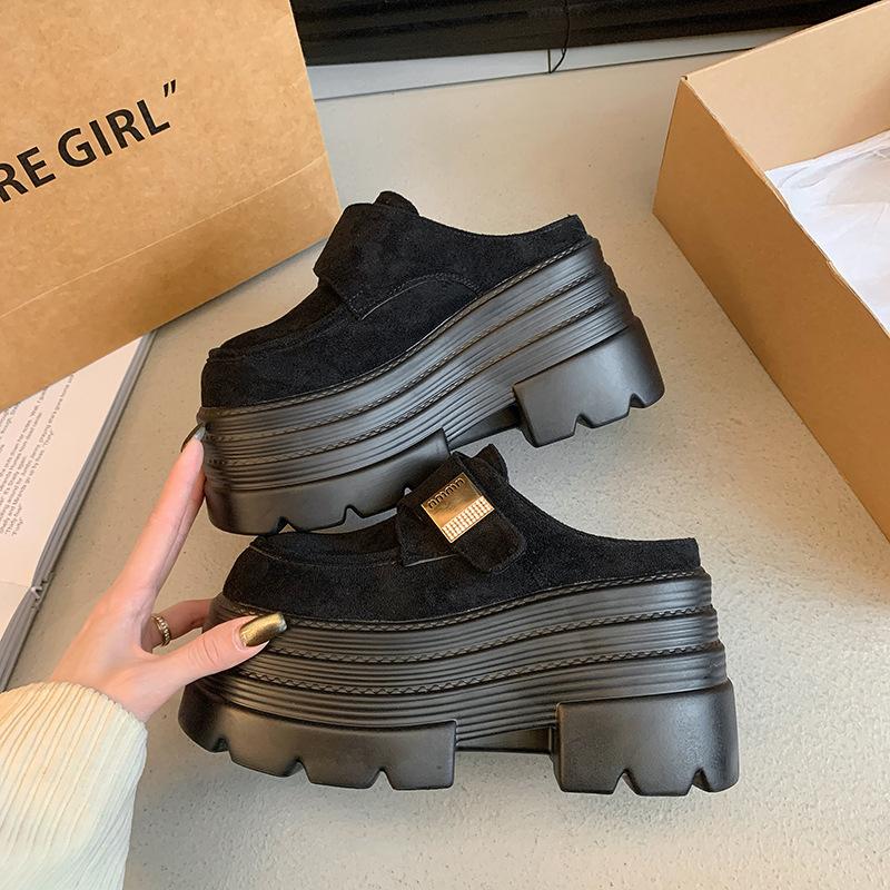 Height-increasing Baotou Boken Half Slippers Women's Outer Wear Spring and Summer New Small Thick-bottomed Muffin