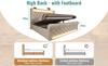 Upholstered Bed Double 140x200cm, with LED Lights, Storage Headboard with USB and Type-C Ports, Hydraulic Storage, Beige, Velvet (Without Mattress)