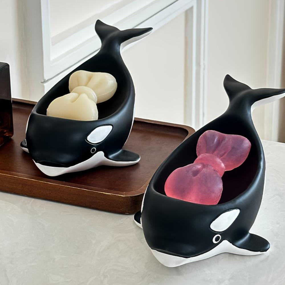Whale Soap Dish 1PC Cute Non Slip Resin Tray Open Front Soap Holder for Bathroom Kitchen Soap Dish Holder Bathroom Accessories