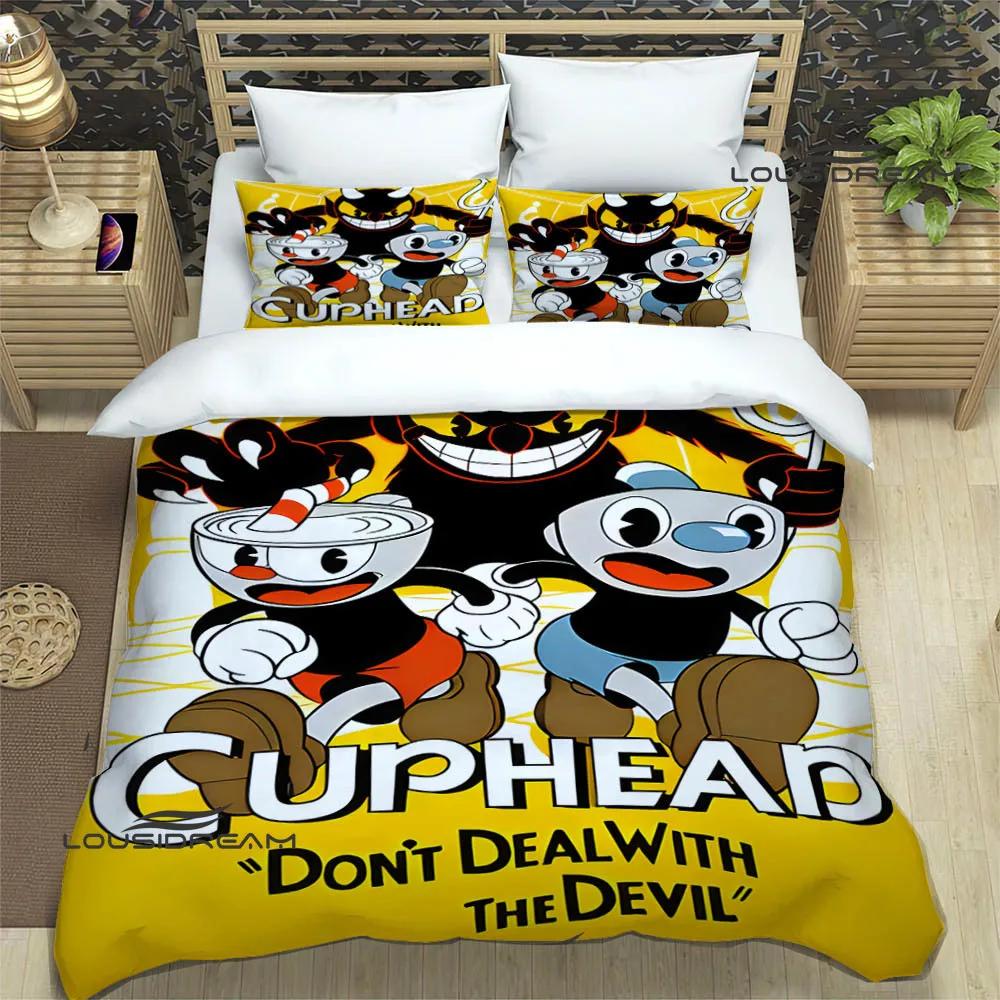 Cuphead Cartoon Printed Bedding Sets Exquisite Bed Supplies Set Duvet Cover Bed Comforter Set Bedding Set Luxury Birthday Gift