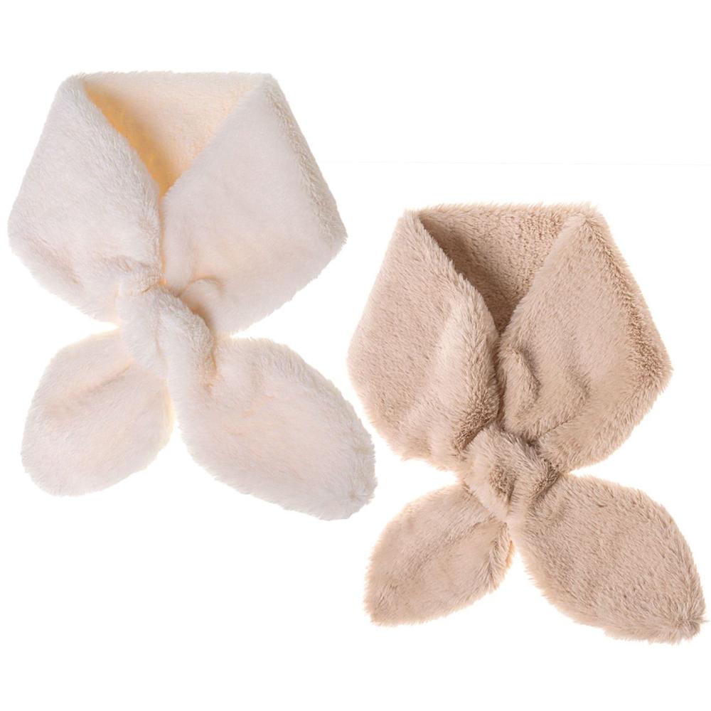 

Элегантный зимний теплый плюшевый шарф из искусственного кроличьего меха, 2 шт., шейный платок, теплый однотонный шейный платок