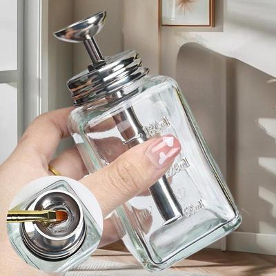 Refillable Glass Nail Storage Bottle – Empty Pump Dispenser for Nail Polish Remover, Liquid Cleaners, and Manicure Use
