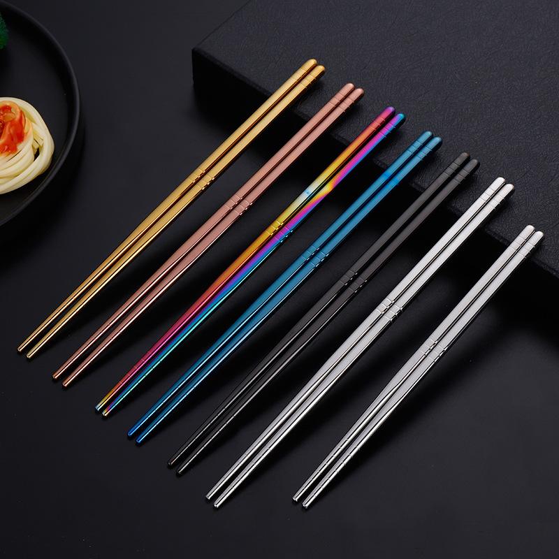 304 Edelstahl Essstäbchen Rutschfest Metallbesteck Wiederverwendbar für Japanisches Koreanisches Chinesisches Essen Kochen und Essen Paar