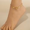 Shiny Heart-shaped Rhinestone Foot Ornaments, Adjustable Anklet, Crystal Double Heart-shaped Anklet