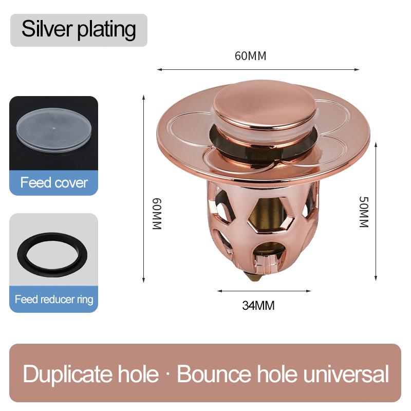 Stainless Steel Pop-Up Bounce Core Basin Drain Filter Hair Catcher Sink Strainer Bathtub Stopper Universal Bathroom Plug Tool