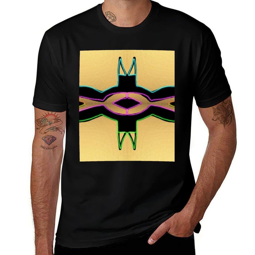 Neon Black And Gold Anishinaabe Abstract Tshirt Vintage Style Printed Top
