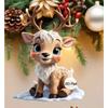 Cute Elk Baby with Christmas Lights Acrylic 2D Flat Pendant Christmas Tree Decoration  Pendant Car Rearview Mirror Pendant Holiday Decoration Pendant