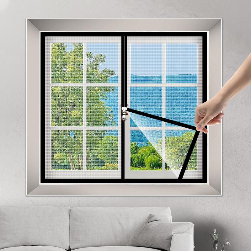 Self-Adhesive Zipper Mosquito Net Anti-Mosquito Net Anti-Mosquito Window Screen Customized Mosquitera Nets for Windows New