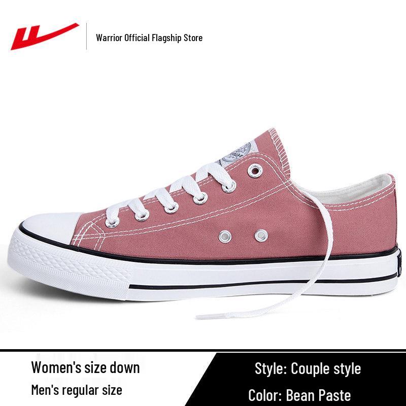 2026 Spring Warrior Low-Top Canvas Shoes: Black & White Casual Sneakers for Men & Women with Thick Soles