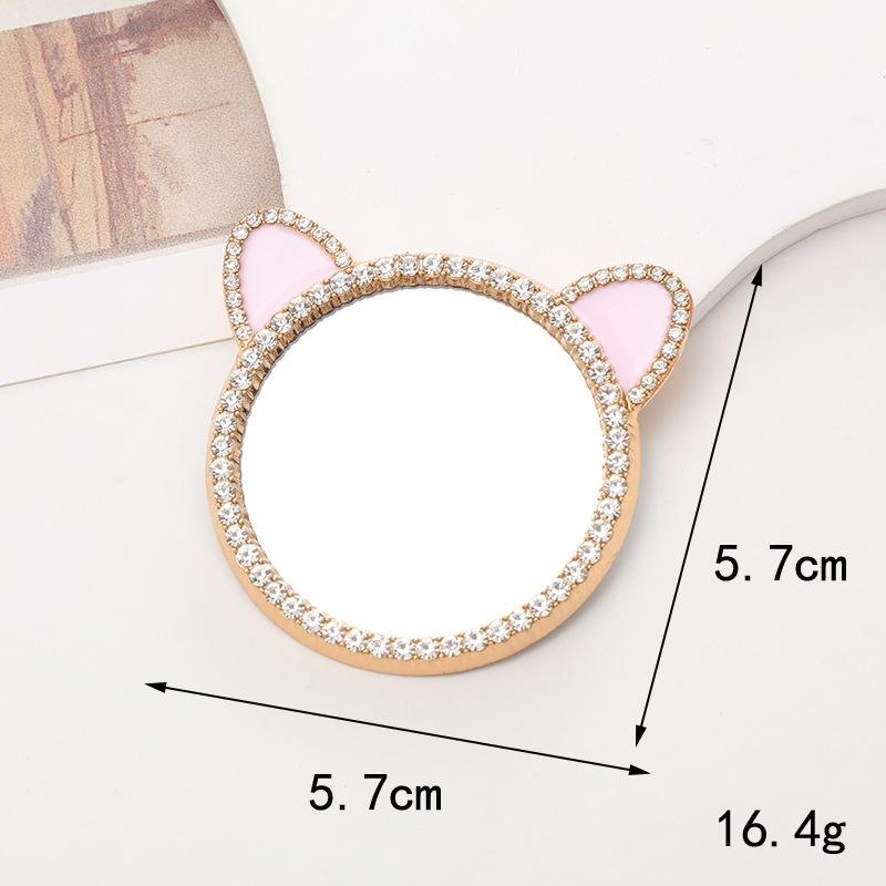 Sense of Advanced Butterfly Heart Shaped Girls Gem Make Up Mirror Liquid Metal Style Women Mini Portable Handheld Mirror