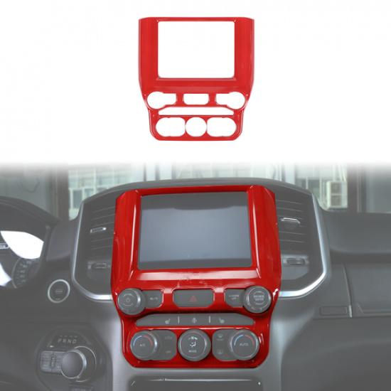 Interior Center Console Navigation Panel Trim Cover for Dodge Ram 1500 2018+ Red