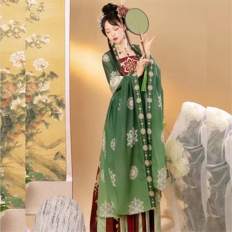 Large Size Chinese Tang Dynasty Style Hanfu For Women, Embroidered Waist Length Hanfu Skirt, Daily Set