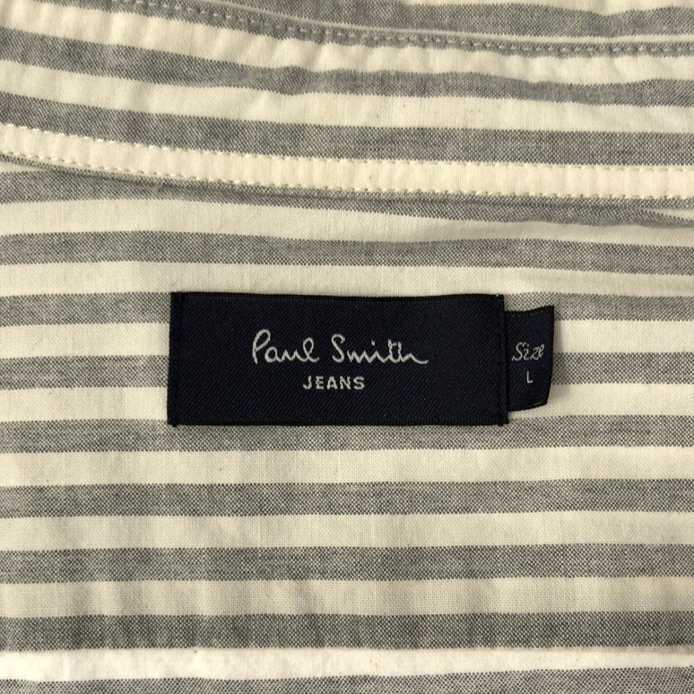 Paul Smith JEANS border check Long sleeve Cotton shirt L White system Men's Used