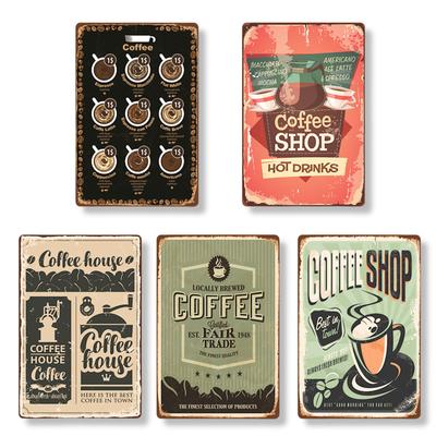 Lezalic Tin Sign, Cafe Food, American Plate, Retro, Vintage-Style Interior Wall Decor, Antique (coffee Shop 2)
