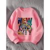 Kids "New York City" Print Crewneck Sweatshirt, Soft Comfortable Long Sleeve Casual Top