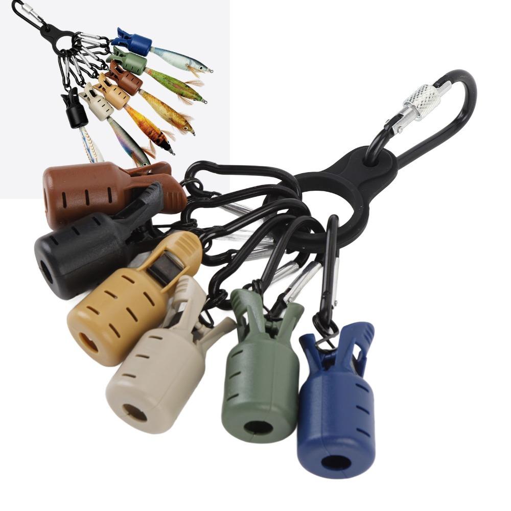 6PCS with Carabiner Fishing Hook Cover Case Easy Clip Squid Jig Bait Protector  Lake Fishing
