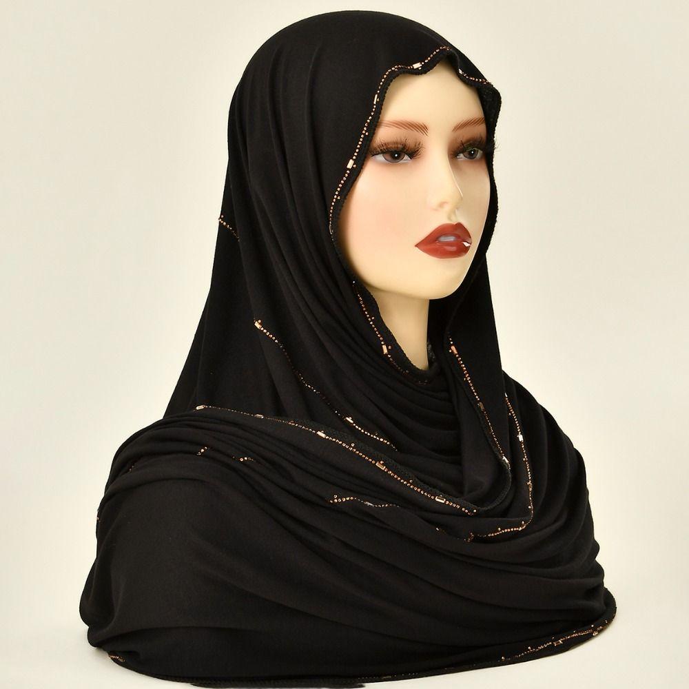 Glitter Shimmer Edge Stretch Shawl Soft Headband Turban New Headscarf For Women