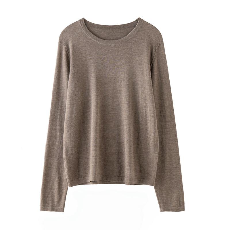 Yangzi Zhang Women's Versatile Fine Knit Wool Sweater - Loose Fit, Round Neck, Long Sleeve