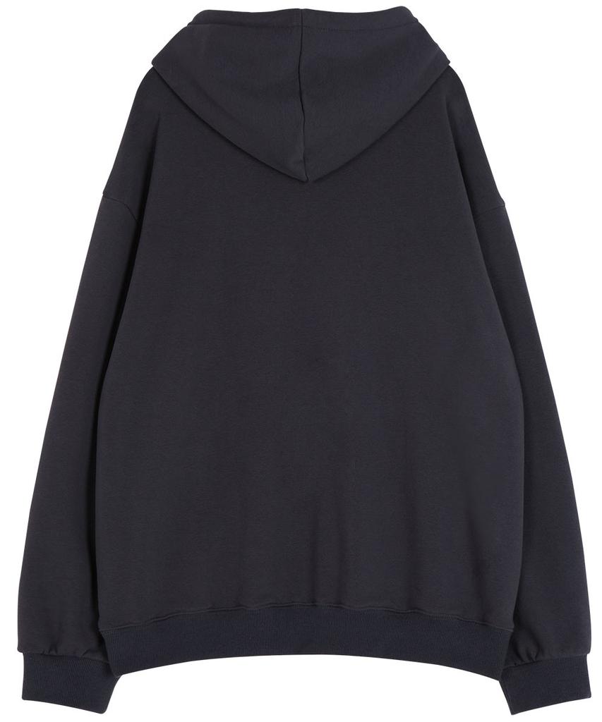 Lettering Logo Emblem Waffle Terry Hoodie_Charcoal