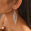 Exaggerated Metal Hollow Earrings Gold Silver Ear Hook Exquisite Long Tassel Dangle Earrings  Gift