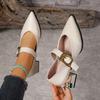 Women Shoes Spring New Luxury Metal Designer Loafers Daily Walking Shoes Comfortable Wear-resistant Women's High Heels Shoes