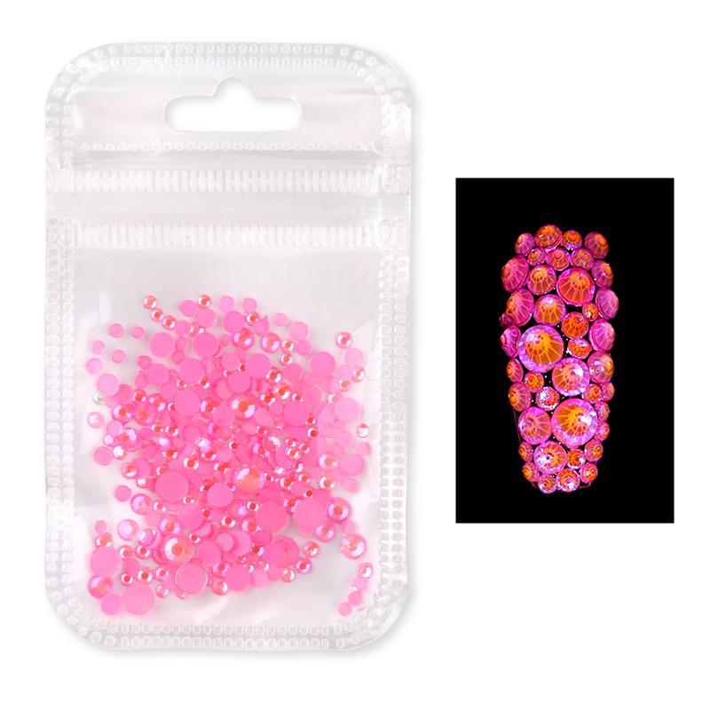 Hot-Selling Halloween Manicure Sticker Diamond Luminous Drill Ss6-Ss20 Multi-Size Mixed Fluorescent Drill