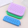 New Stylish Holes Silicone Pencil Case Zipper Soft Pencil Pouch Lightweight Waterproof Stationery Storage Bag Classroom