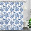Floral Shower Curtain, Vintage Blue Bow Floral Aesthetic Bathroom Decor Curta, Modern Chinoiserie Vintage Peony Shower Curtain Set with Hooks,