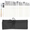 24Pcs Painting Brush Set Nylon Wool Wooden Handle with Bag for Acrylic Watercolor Paint