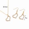Gold Color Love Charm Earrings Exquisite Silver Color Double Heart Necklace 3Pcs Set Light Luxury Bridal Accessory Set