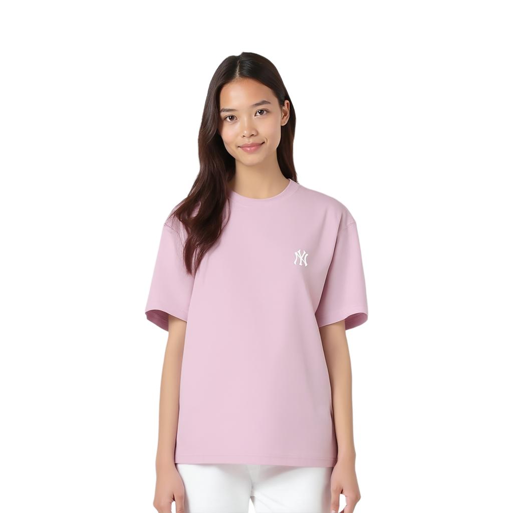 MLB New York Yankees Basic Serie 25SS Lässiges Einfaches Dopamin Kurzarm T-Shirt Mit Großem Logo Unisex Oberteile Rosa 3ATSB6453-50PKM