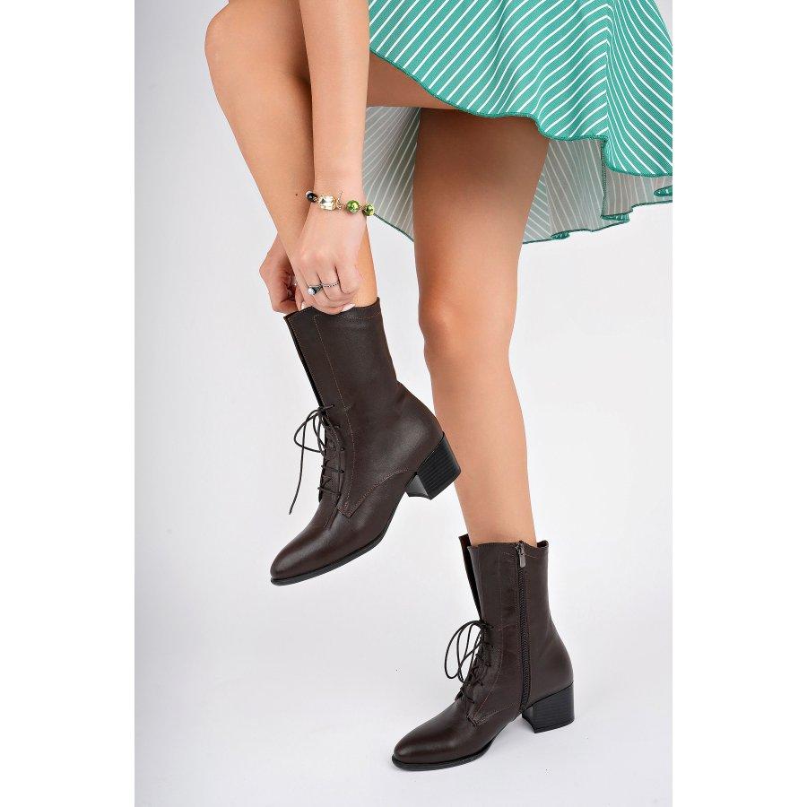 Women's Genuine Leather Mid Heeled Long Boots