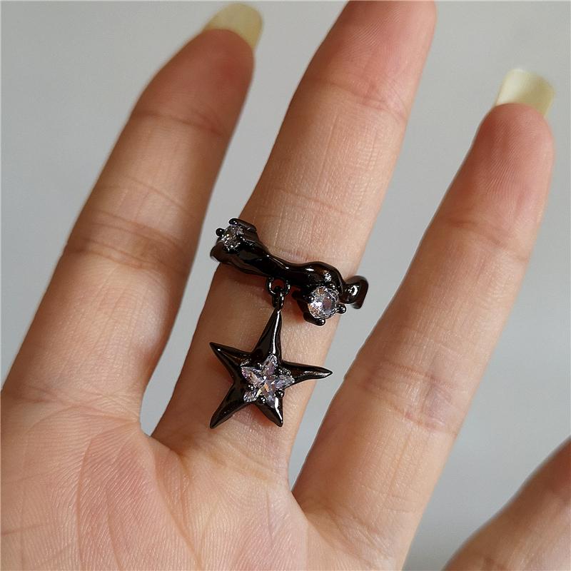 Kpop Gothic Y2K Kpop Irregular Punk Vintage Heart Star Cross Ring For Women Men Party Grunge 90s EMO Jewelry Accessories Gift