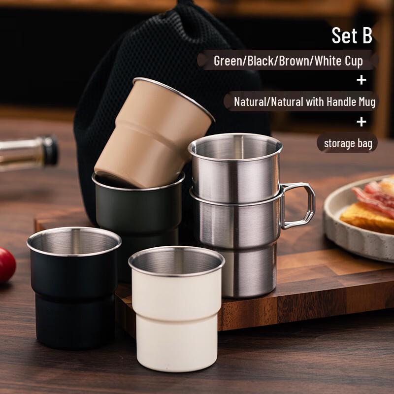 JingJingRS 304 Stainless Steel Camping & Coffee Cup Set