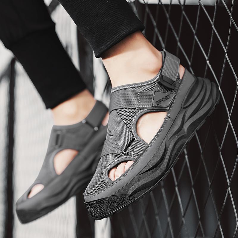 Men's Anti Slip Wear-resistant Fashionable Sports Sandals Thick Soled Breathable Mesh Perforated Shoes Men's Shoes Trendy Shoes