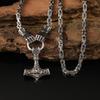 Popular Viking Fist Hammer Pendant Necklace with King Chain - Retro and Bold Design