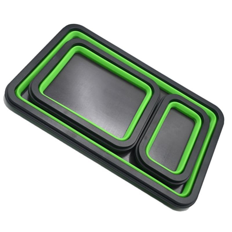 Heat Resistant Silicone Trays Storage Box Folding Rectangular Screw Holder for Small Part Mechanics Enthusiasts