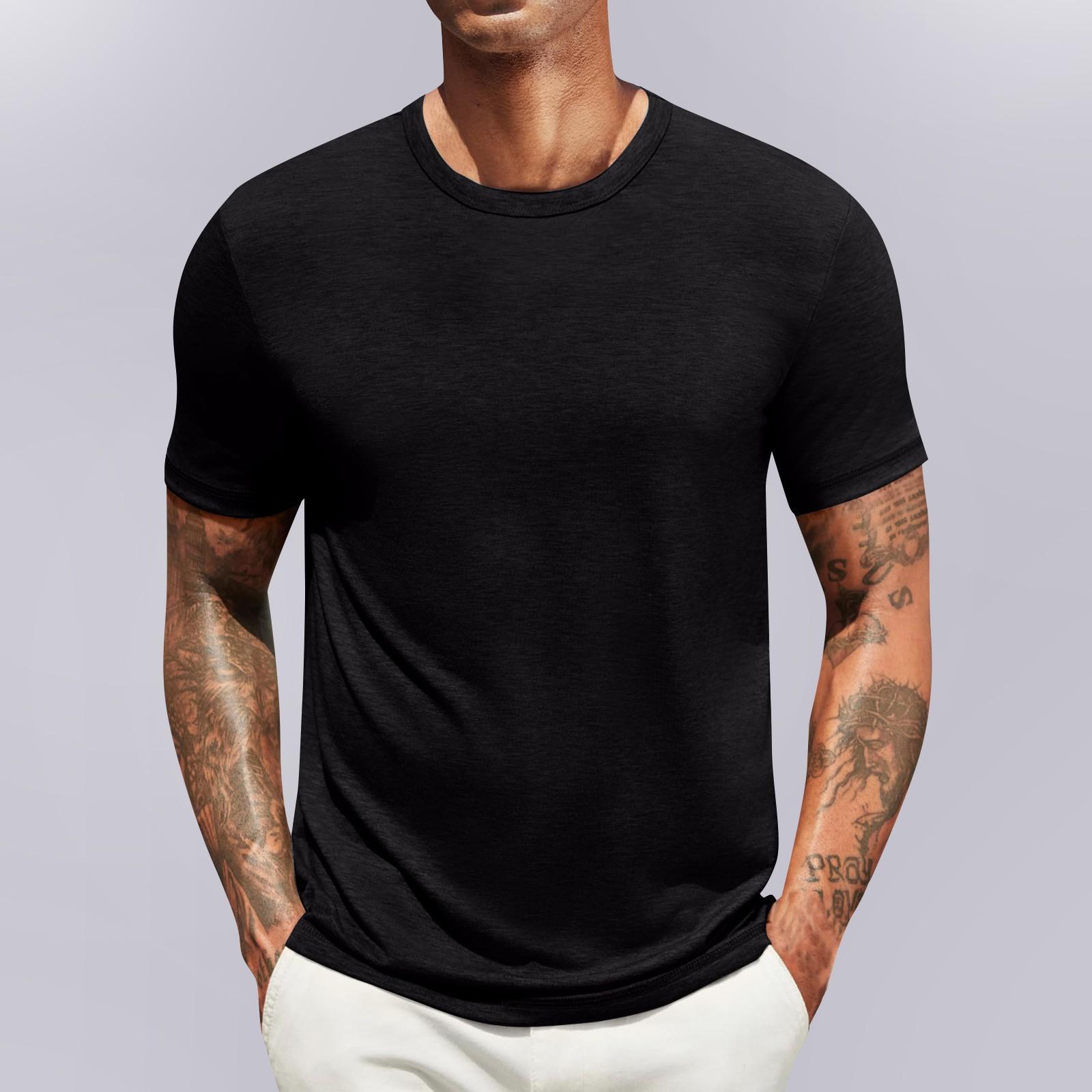 Мужская повседневная мода, комфорт, однотонный круглый вырез, свитер, свитшот, топы L чёрный