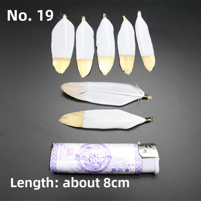 DIY Feather Jewelry Accessories: Large Floating Gold Feather, Small Straight Knife, Spray Gold Gradient Feather