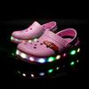 Kids Light-Up Crocs-Style Clog Sandals Beach Pool Outdoor Play Boys Girls Rubber Sole Breathable Open-Toe Shoes