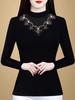 Autumn Winter Beaded Velvet Turtleneck: Tummy-Slimming, Long Sleeve Women's Warm Shirt