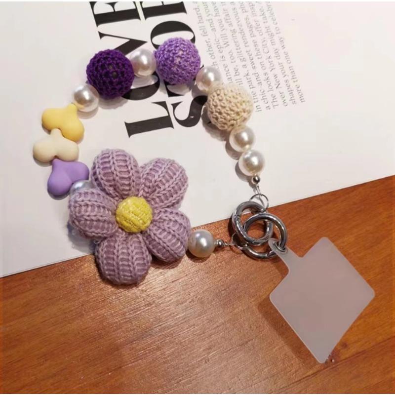 Короткая ручная работа шерстяной цветок сумка любовь бусина подвеска интернет-знаменитость мобильный телефон шнурок портативная цепочка шнурок