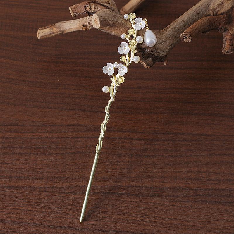 Retro Alloy Long Hairpin Temperament Disc Hair National Style Fringed Hairpin Ancient Chinese Style Large Hairpin Hair Headdress